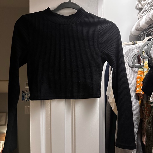 Princess Polly Tops - Princess Polly Black Ribbed Crop Top